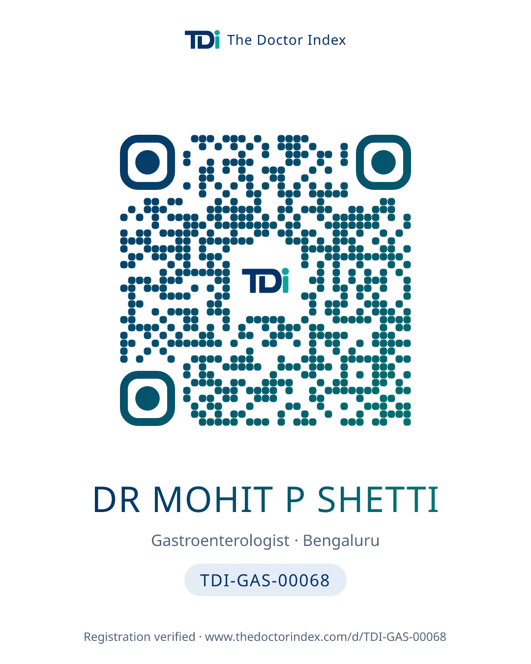 QR card for Dr Mohit P Shetti, TDI-GAS-00068