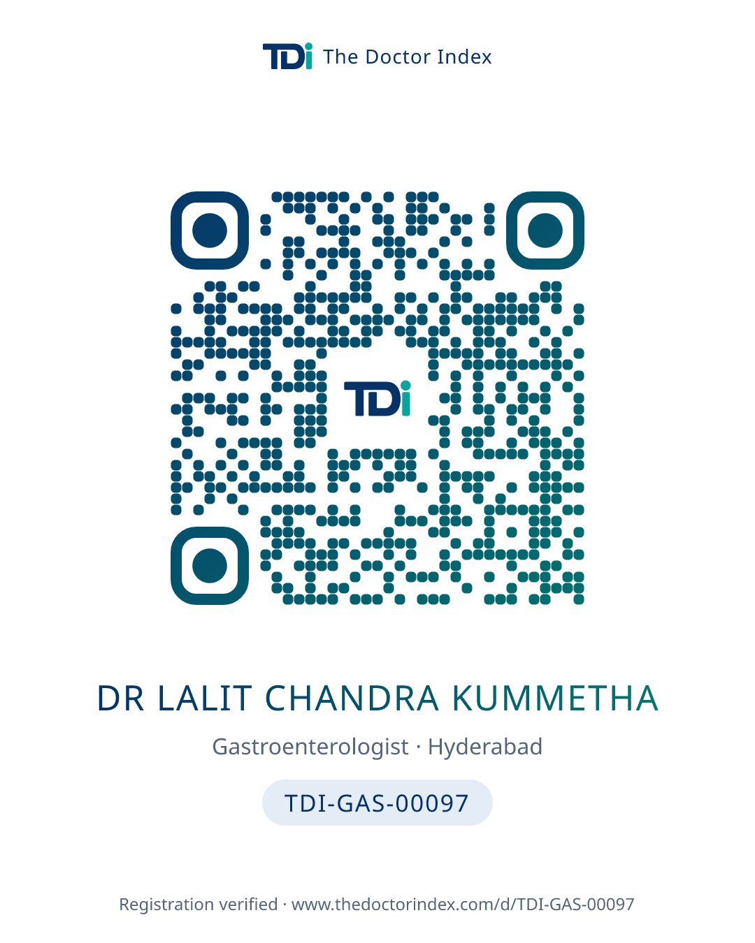 QR card for Dr Lalit Chandra Kummetha, TDI-GAS-00097