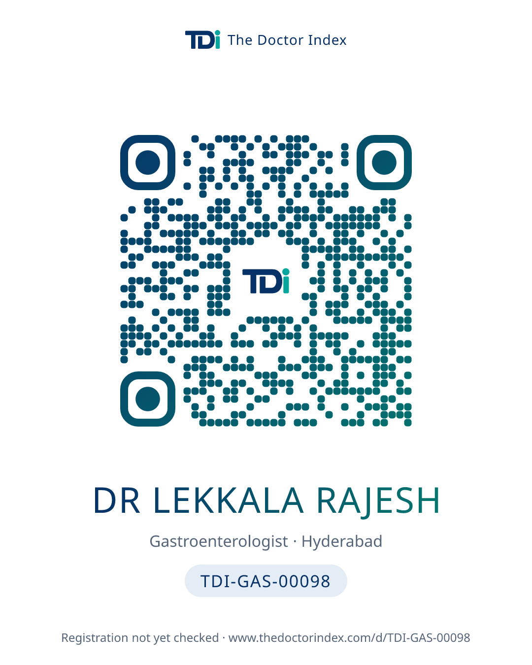 QR card for Dr Lekkala Rajesh, TDI-GAS-00098