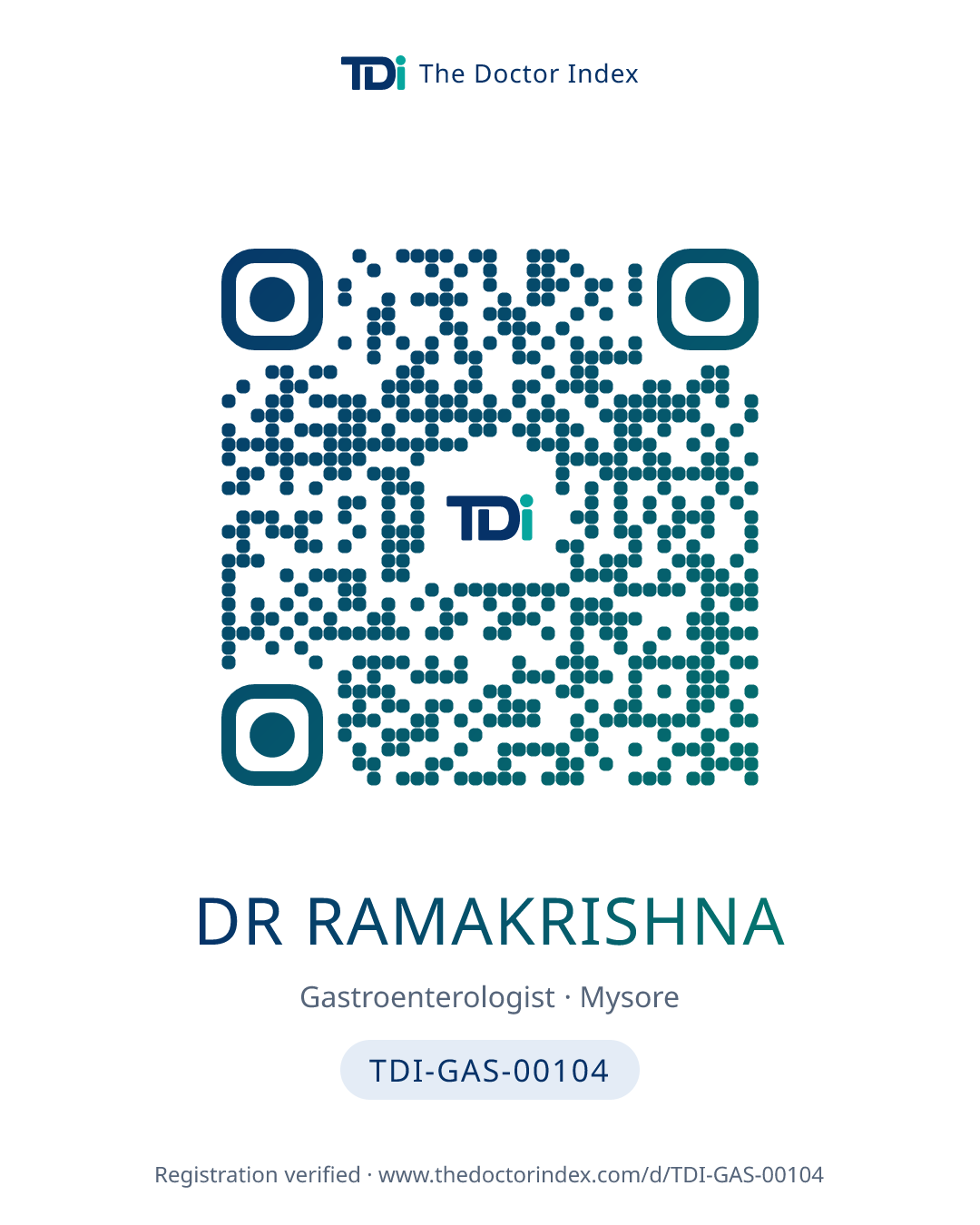 QR card for Dr Ramakrishna, TDI-GAS-00104