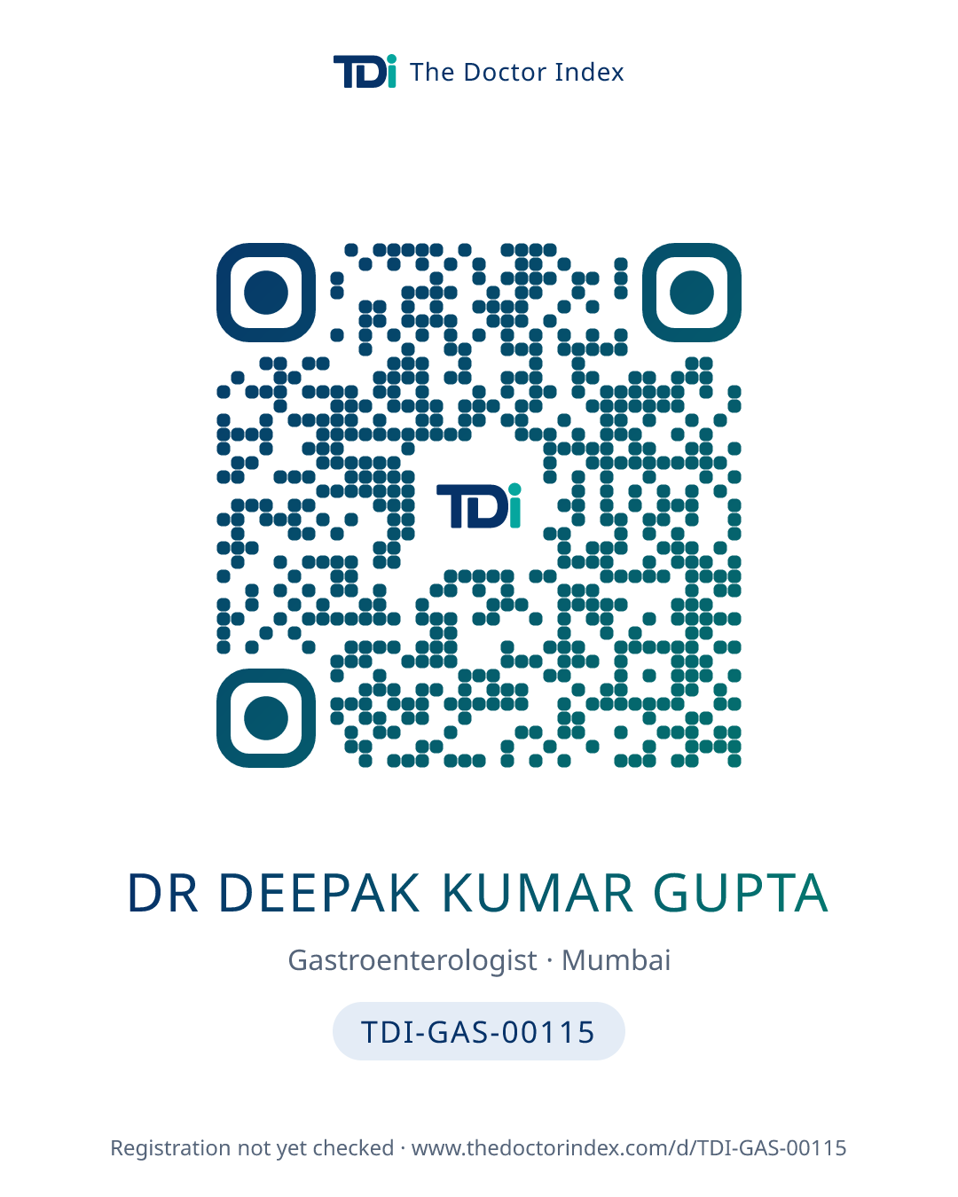 QR card for Dr Deepak Kumar Gupta, TDI-GAS-00115