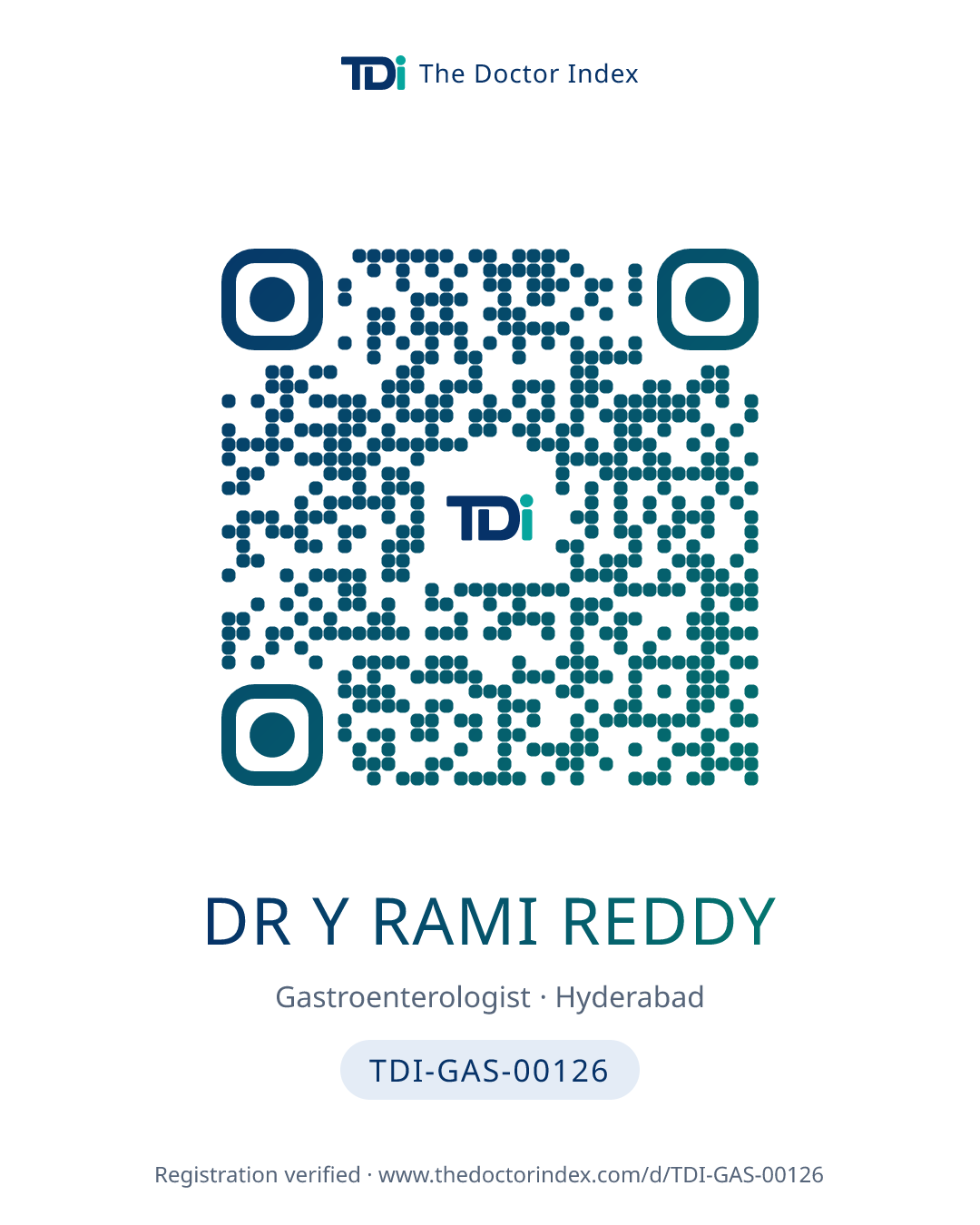 QR card for Dr Y Rami Reddy, TDI-GAS-00126