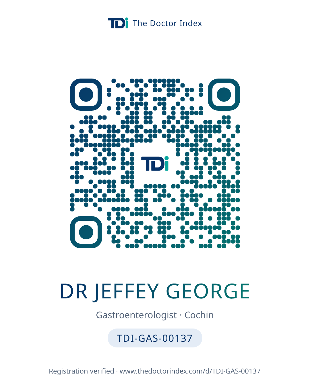 QR card for Dr Jeffey George, TDI-GAS-00137
