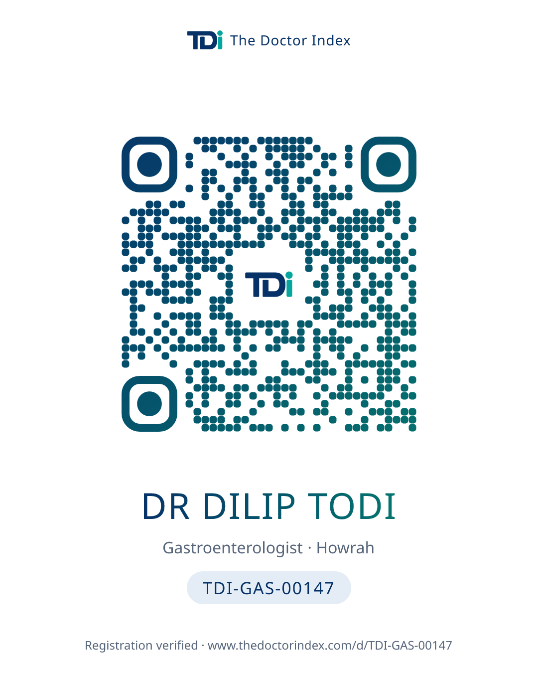 QR card for Dr Dilip Todi, TDI-GAS-00147