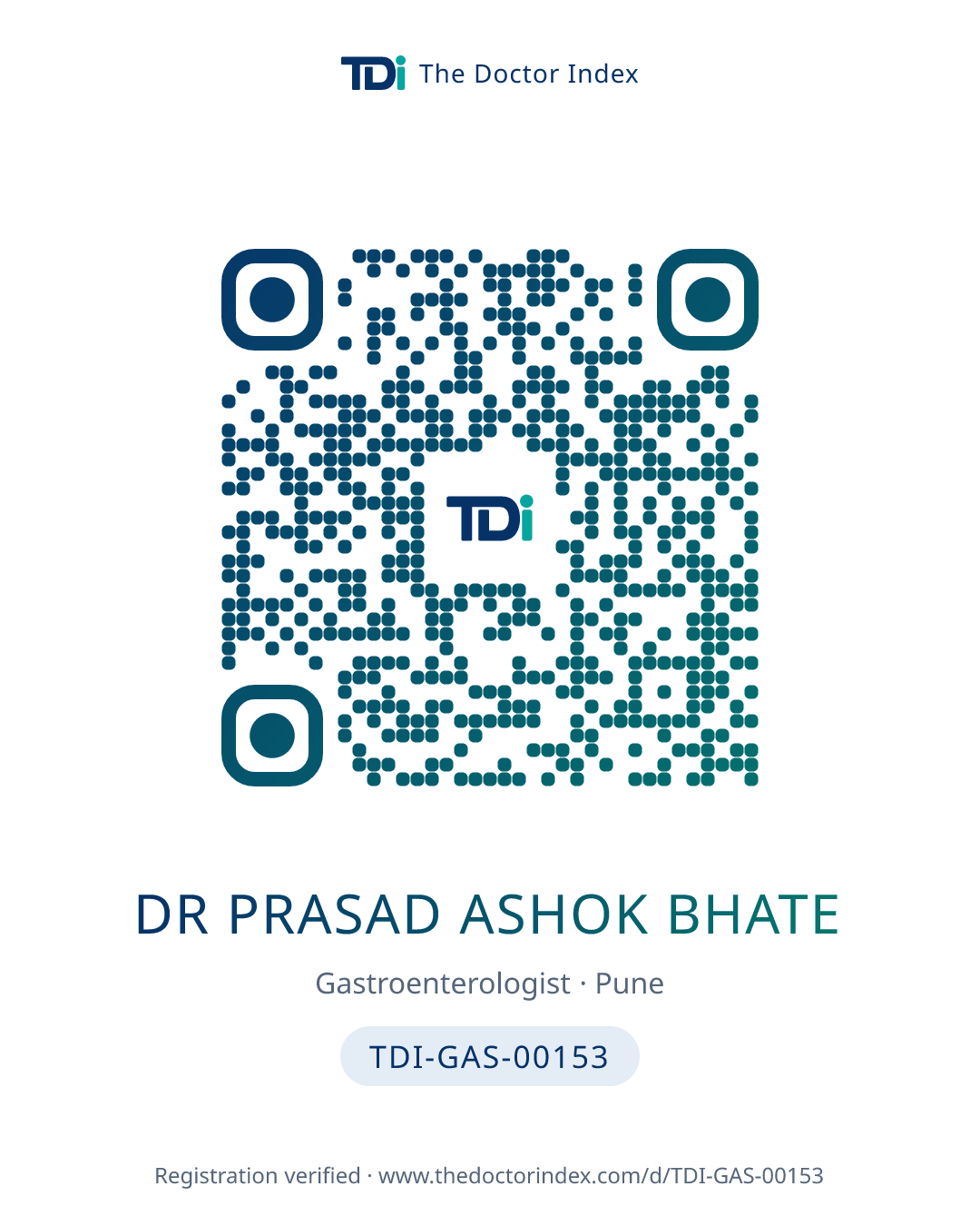 QR card for Dr Prasad Ashok Bhate, TDI-GAS-00153