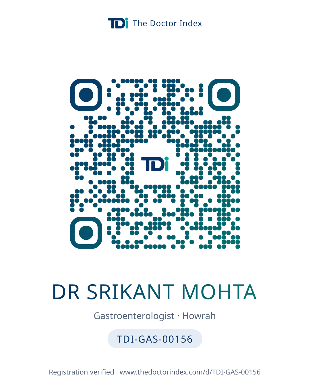 QR card for Dr Srikant Mohta, TDI-GAS-00156