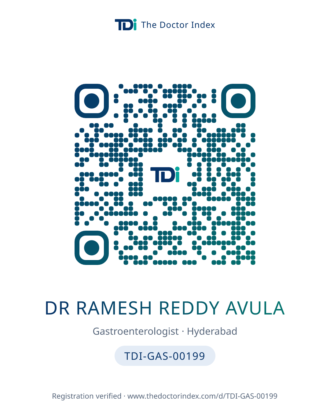 QR card for Dr Ramesh Reddy Avula, TDI-GAS-00199