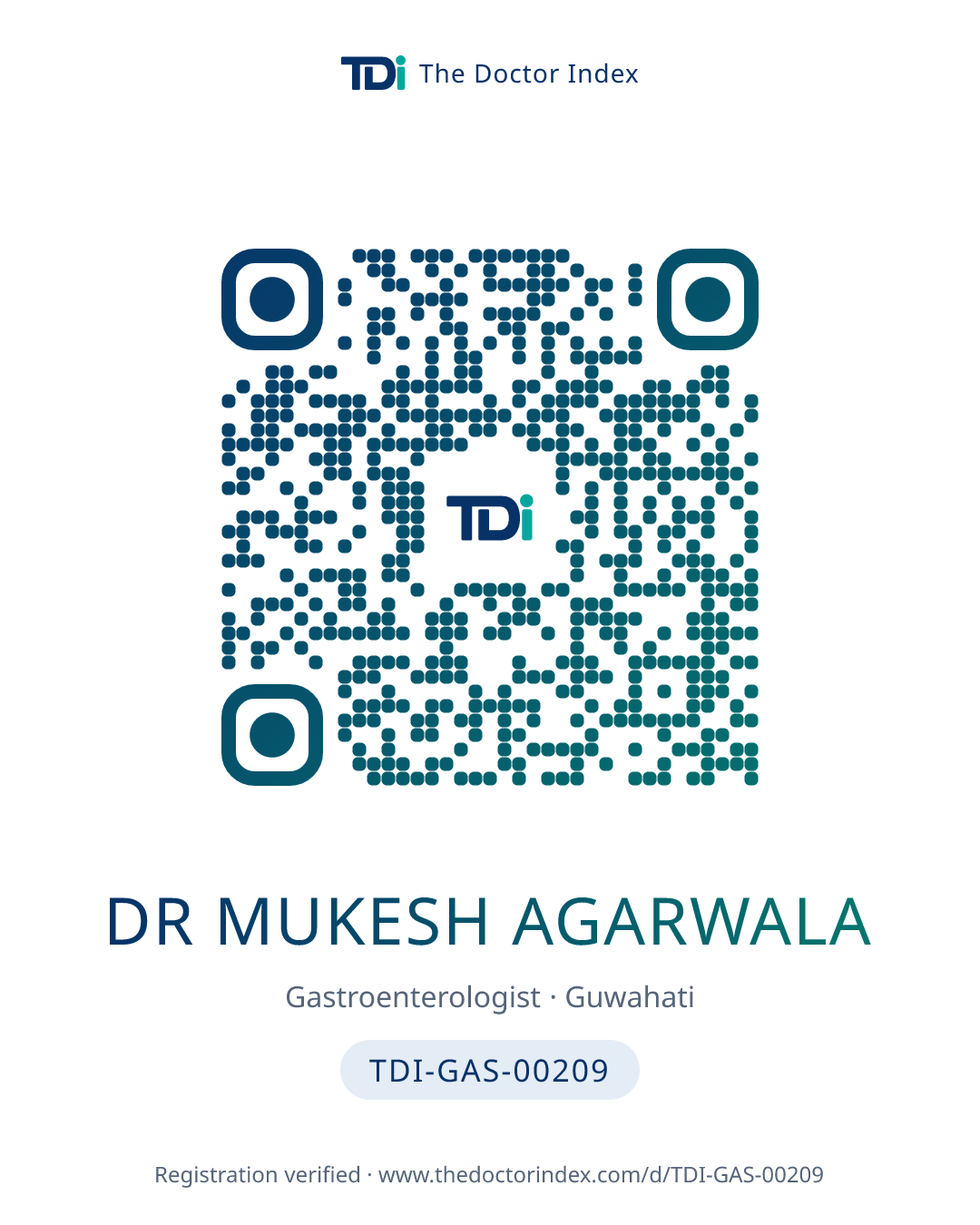 QR card for Dr Mukesh Agarwala, TDI-GAS-00209