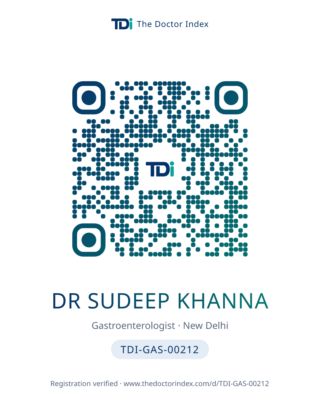 QR card for Dr Sudeep Khanna, TDI-GAS-00212