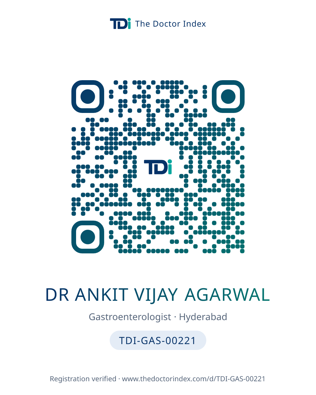QR card for Dr Ankit Vijay Agarwal, TDI-GAS-00221
