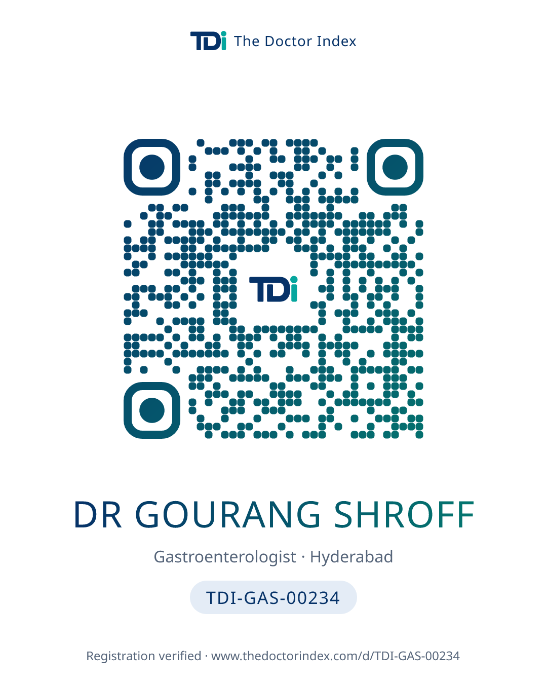 QR card for Dr Gourang Shroff, TDI-GAS-00234