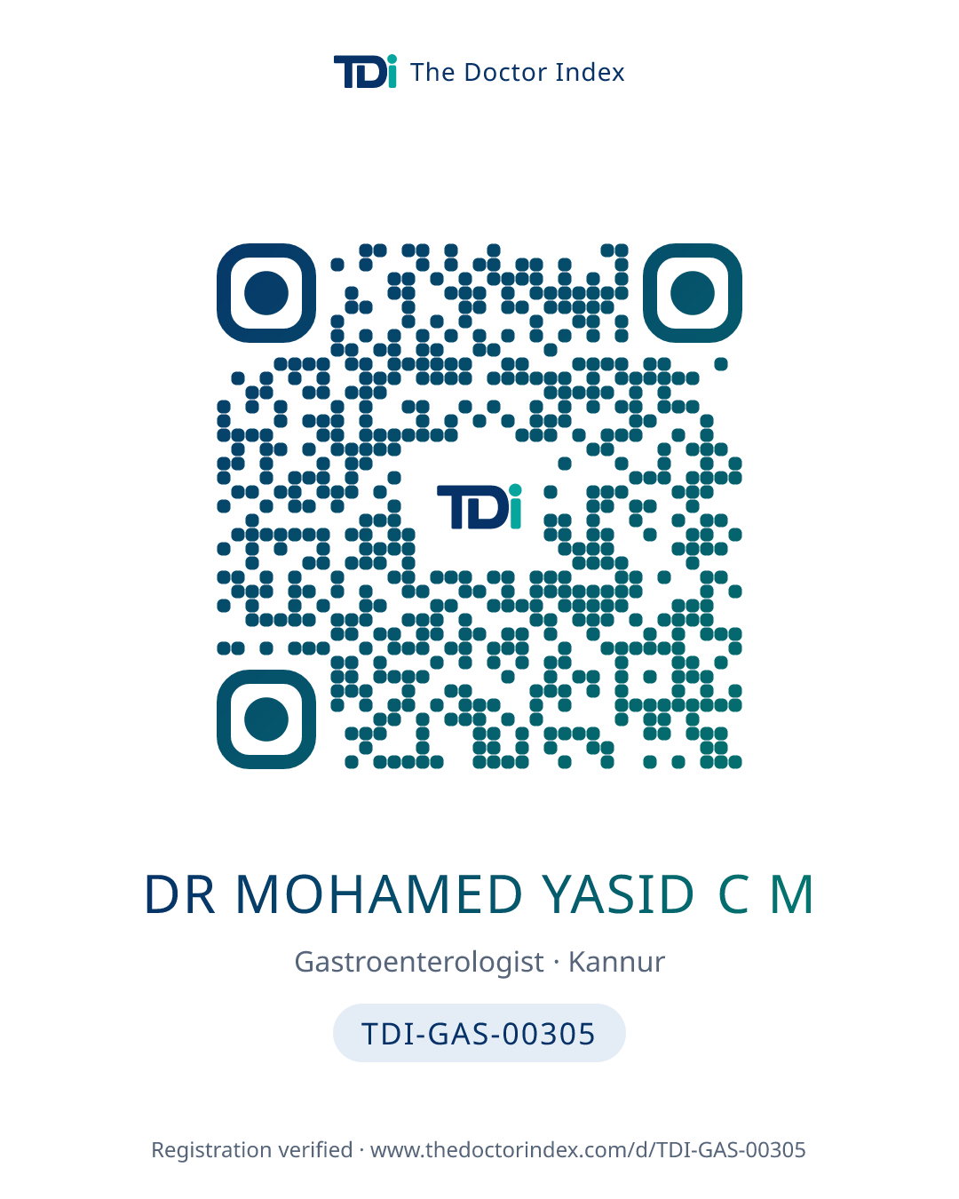 QR card for Dr Mohamed Yasid C M, TDI-GAS-00305
