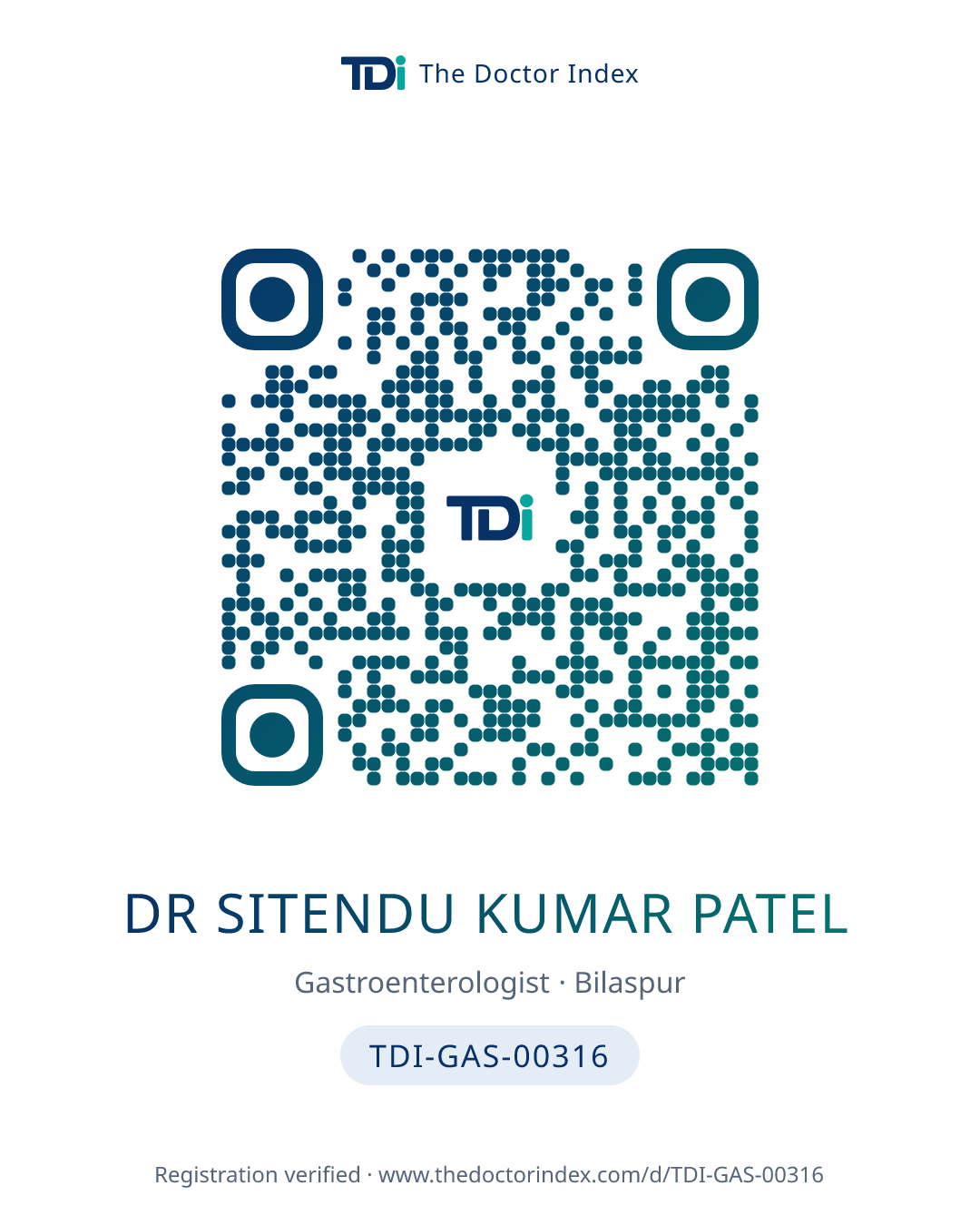 QR card for Dr Sitendu Kumar Patel, TDI-GAS-00316