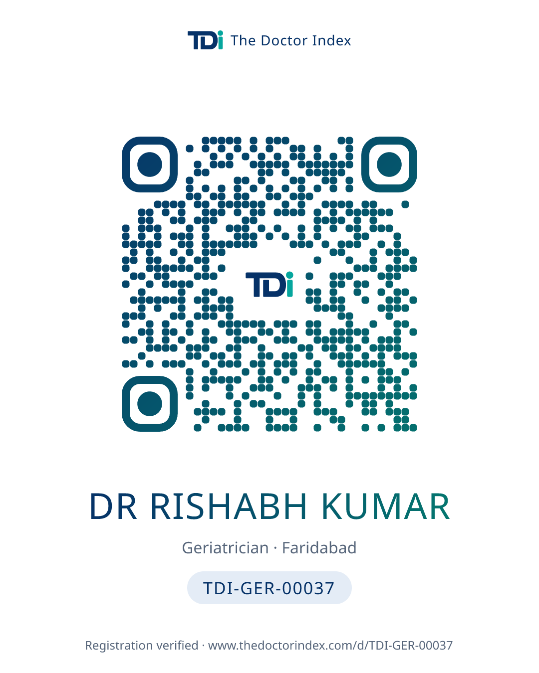 QR card for Dr Rishabh Kumar, TDI-GER-00037