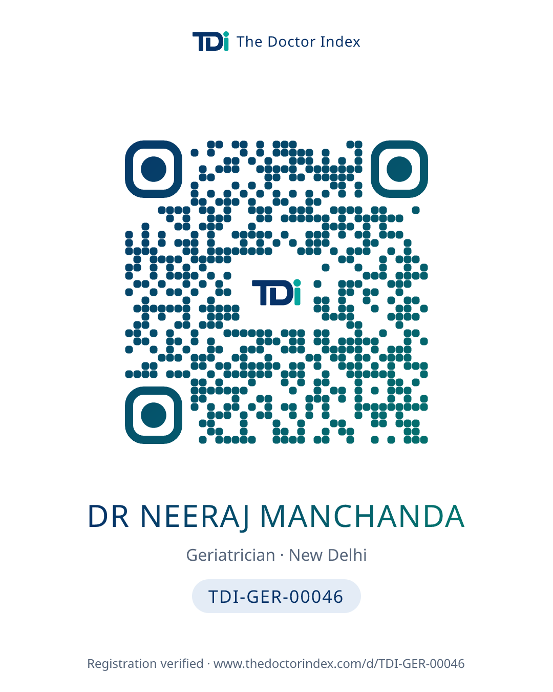 QR card for Dr Neeraj Manchanda, TDI-GER-00046
