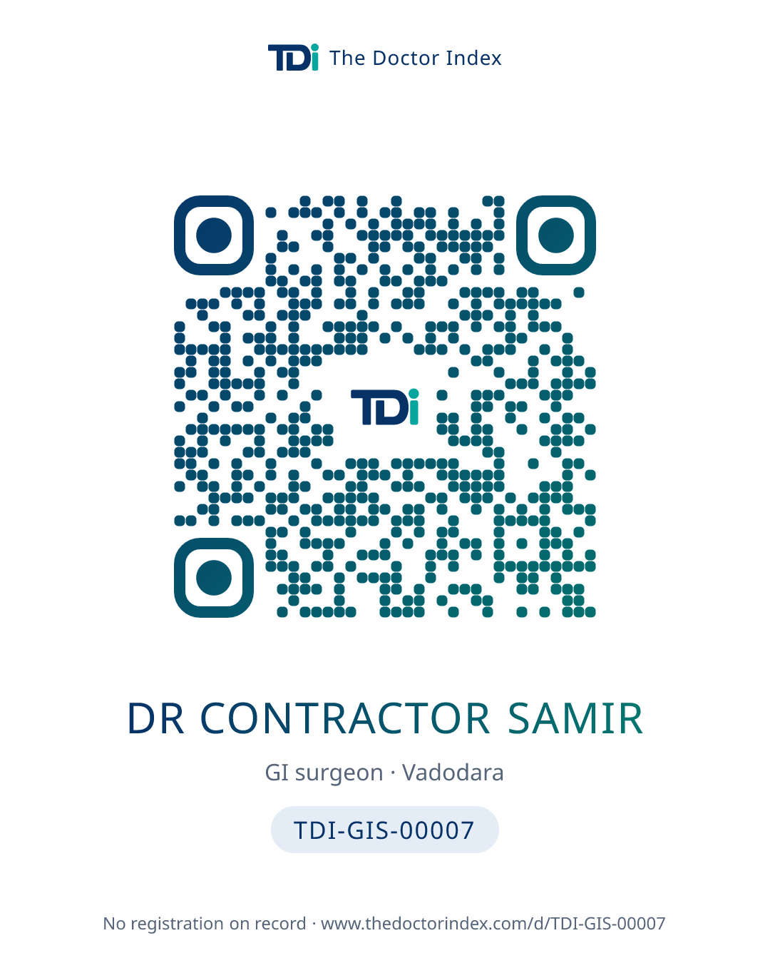 QR card for Dr Contractor Samir, TDI-GIS-00007