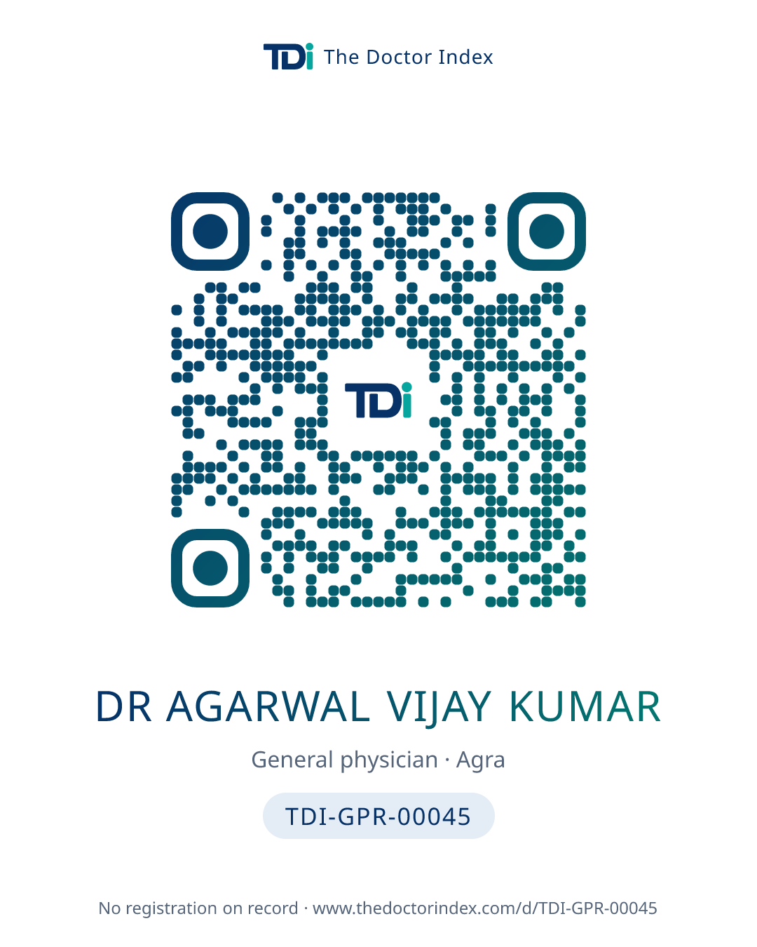 QR card for Dr Agarwal Vijay Kumar, TDI-GPR-00045
