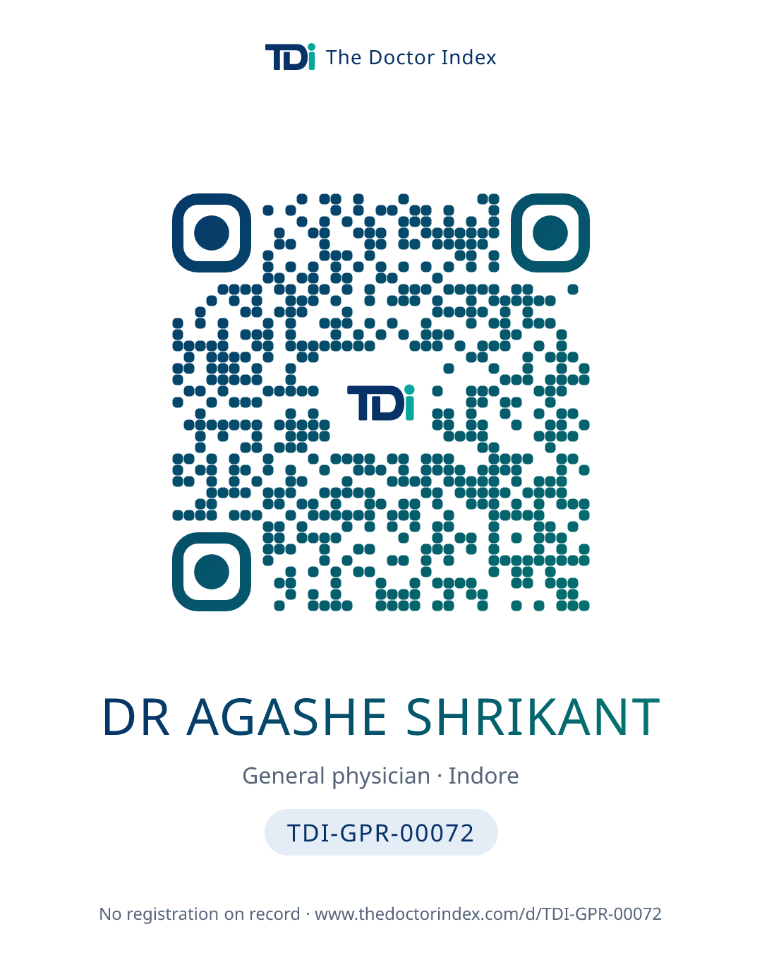 QR card for Dr Agashe Shrikant, TDI-GPR-00072