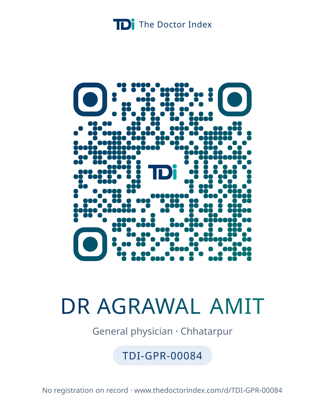 QR card for Dr Agrawal Amit, TDI-GPR-00084