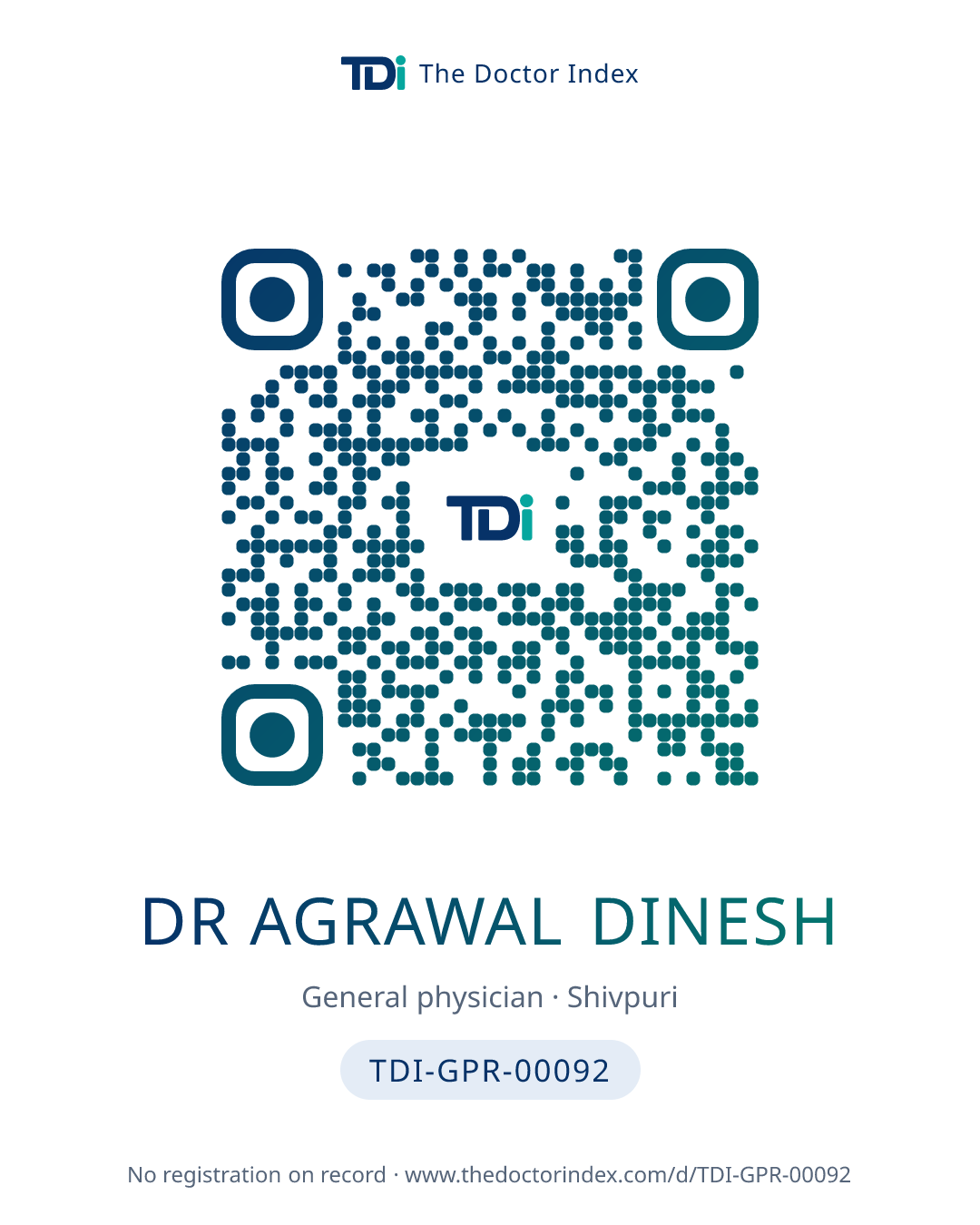 QR card for Dr Agrawal Dinesh, TDI-GPR-00092