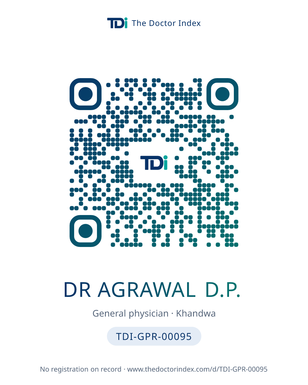 QR card for Dr Agrawal D.P., TDI-GPR-00095
