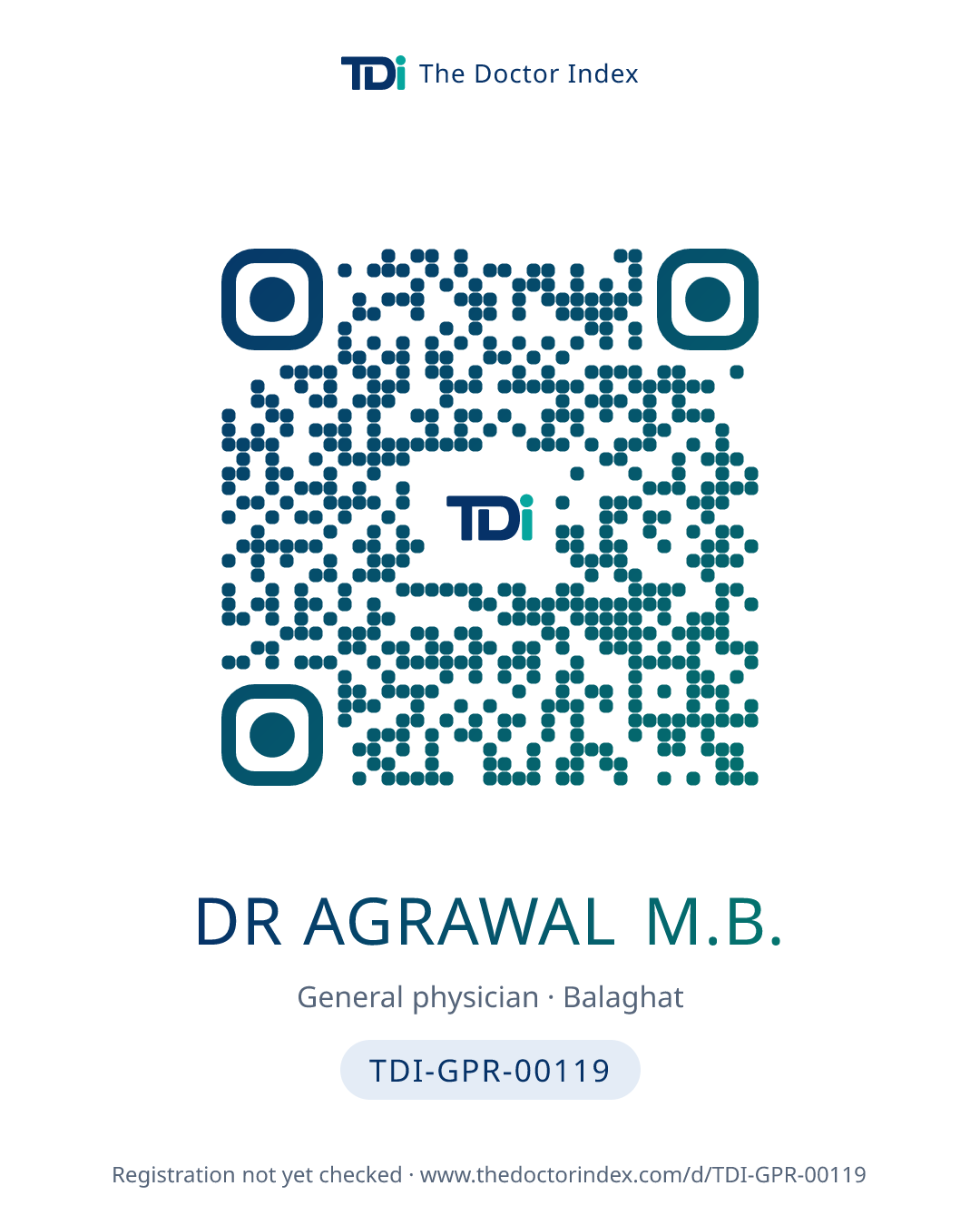 QR card for Dr Agrawal M.B., TDI-GPR-00119