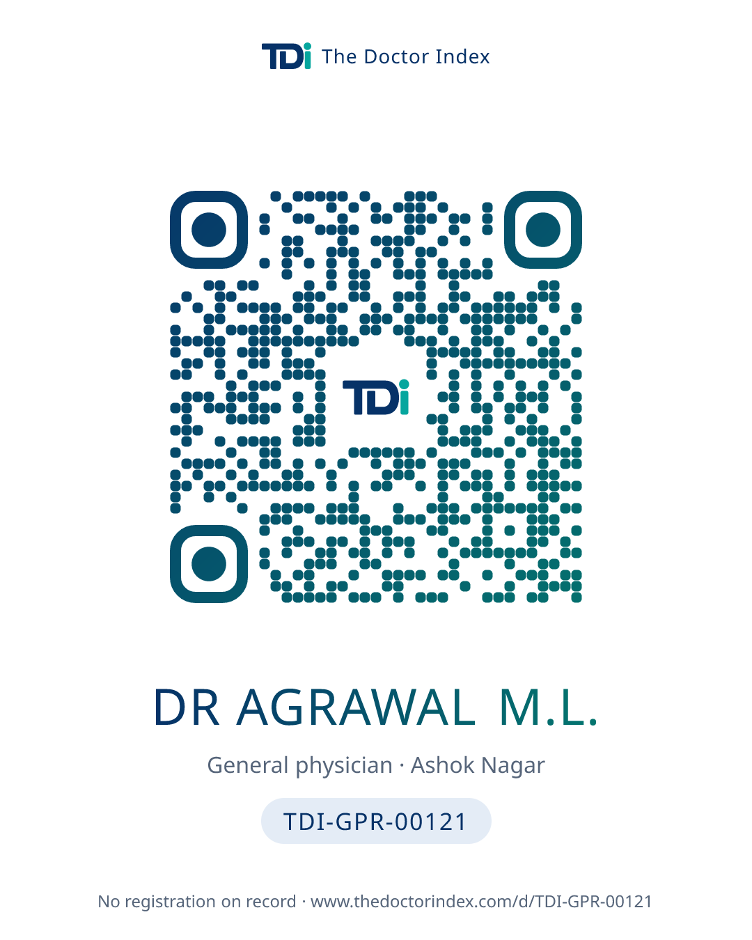 QR card for Dr Agrawal M.L., TDI-GPR-00121