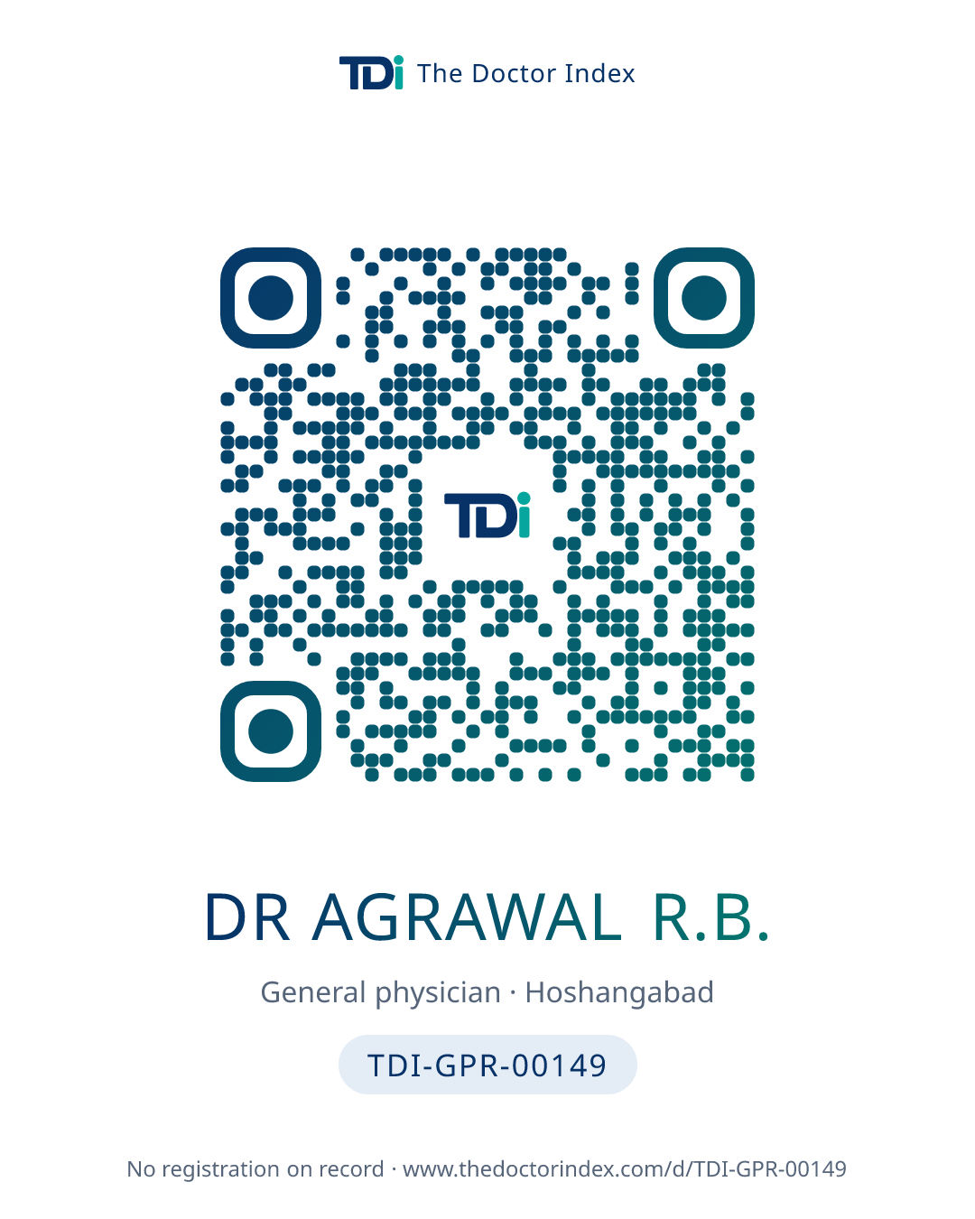 QR card for Dr Agrawal R.B., TDI-GPR-00149
