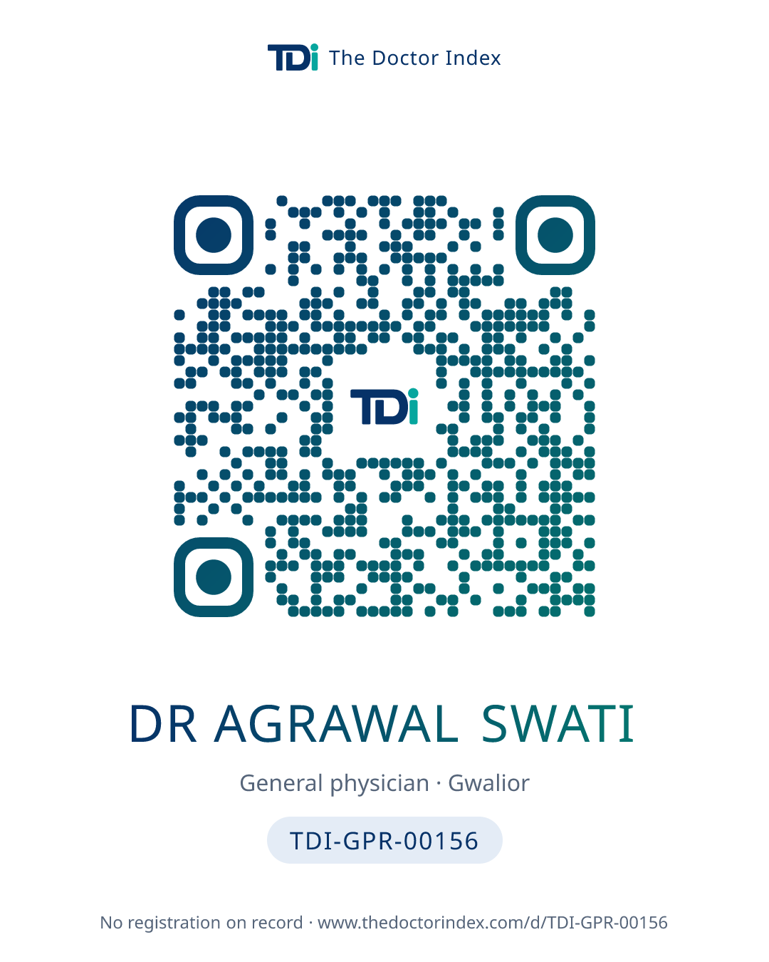 QR card for Dr Agrawal Swati, TDI-GPR-00156