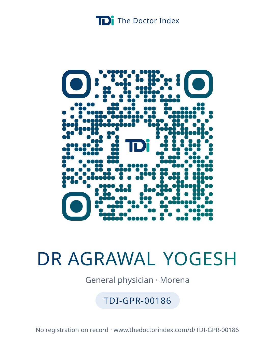 QR card for Dr Agrawal Yogesh, TDI-GPR-00186