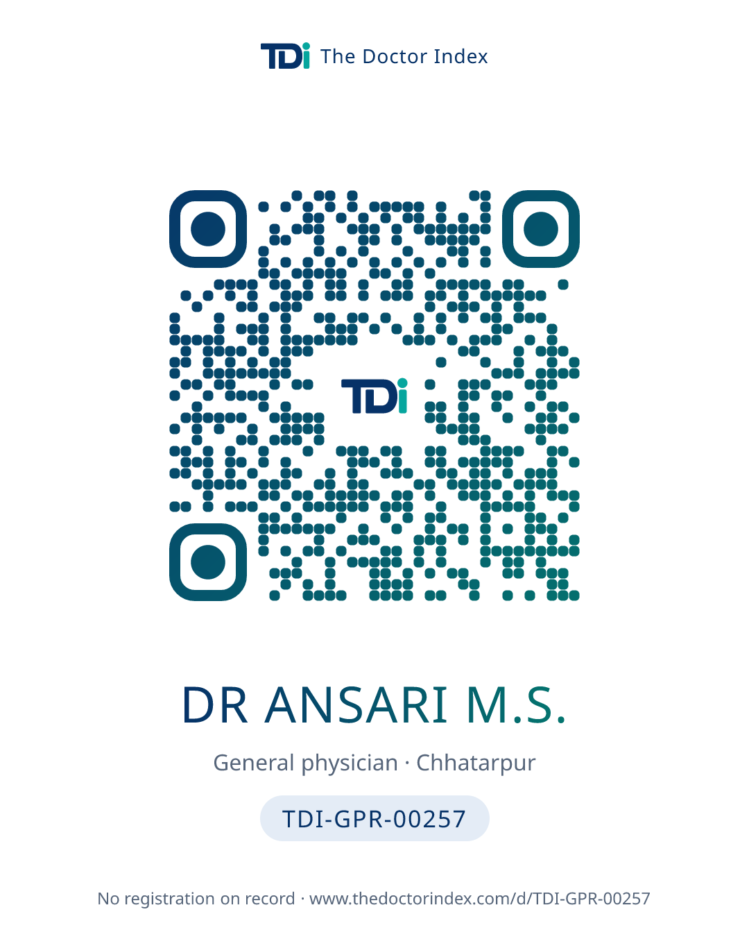 QR card for Dr Ansari M.S., TDI-GPR-00257