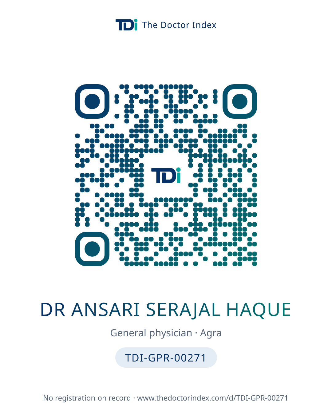 QR card for Dr Ansari Serajal Haque, TDI-GPR-00271