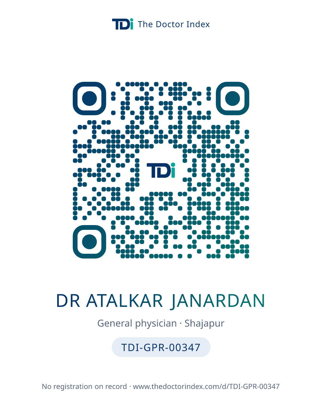 QR card for Dr Atalkar Janardan, TDI-GPR-00347