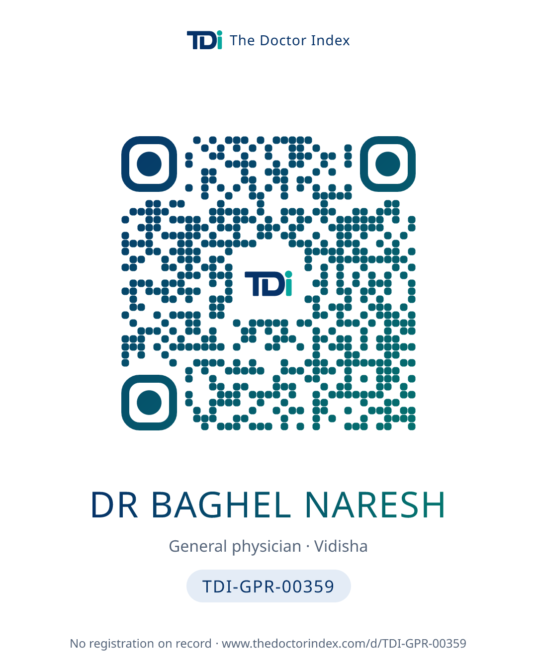 QR card for Dr Baghel Naresh, TDI-GPR-00359