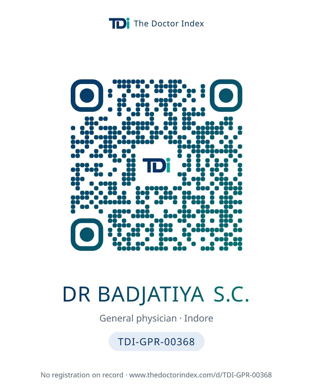 QR card for Dr Badjatiya S.C., TDI-GPR-00368