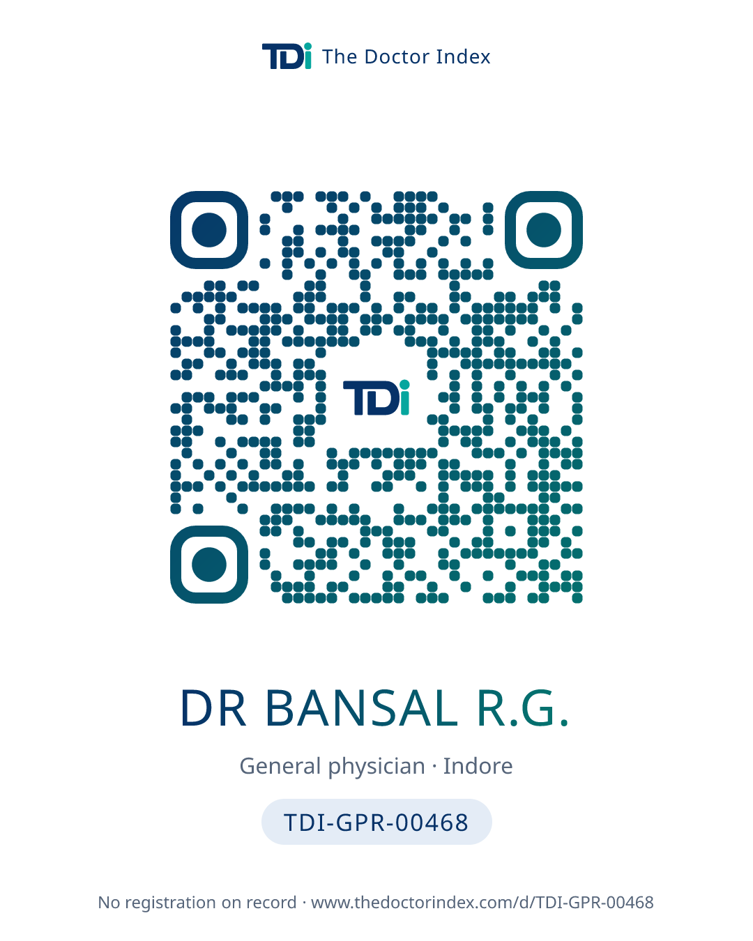 QR card for Dr Bansal R.G., TDI-GPR-00468