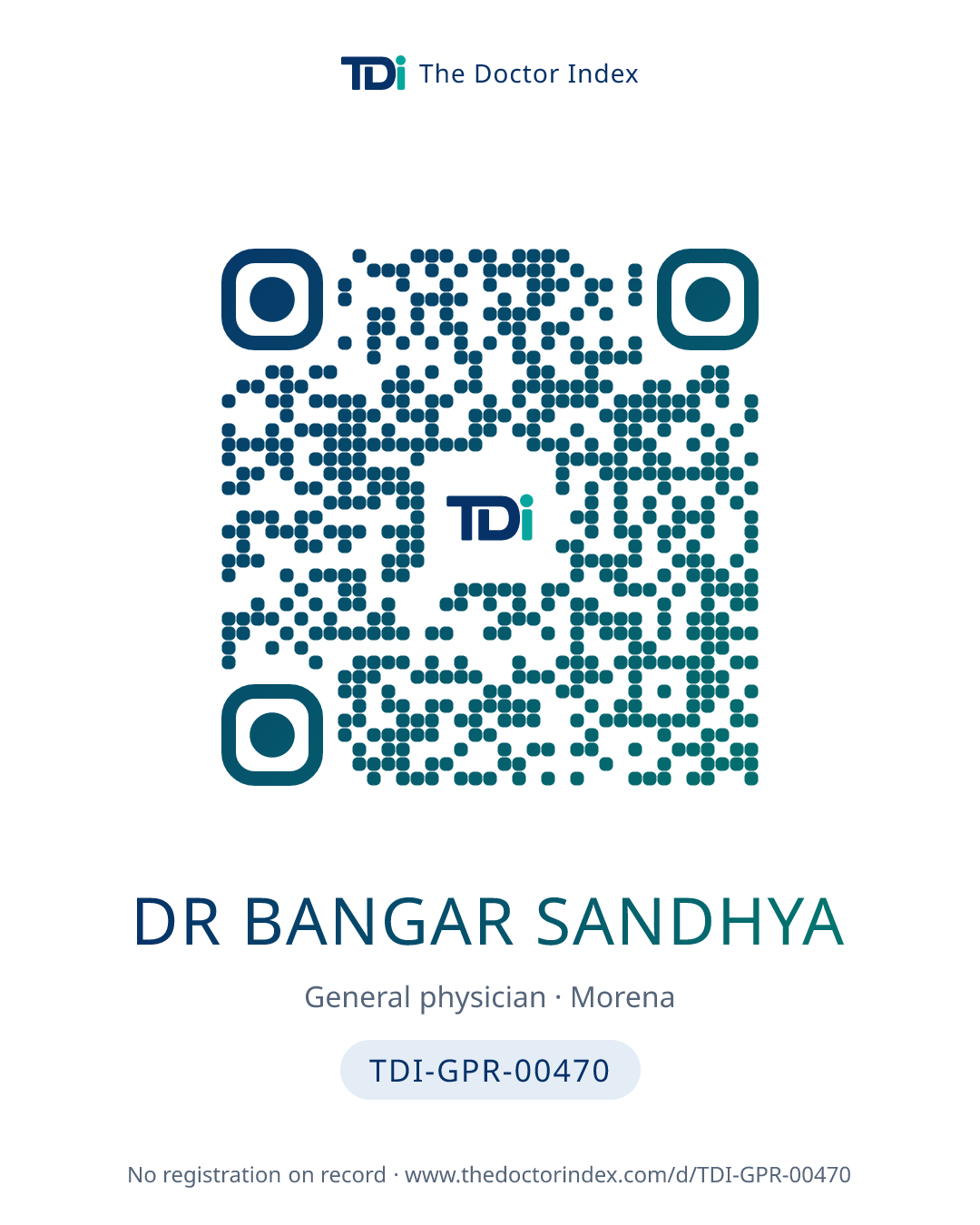 QR card for Dr Bangar Sandhya, TDI-GPR-00470