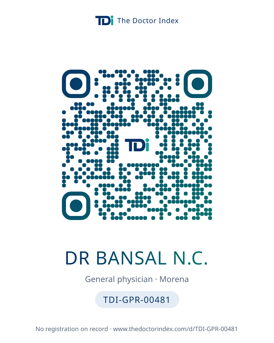 QR card for Dr Bansal N.C., TDI-GPR-00481