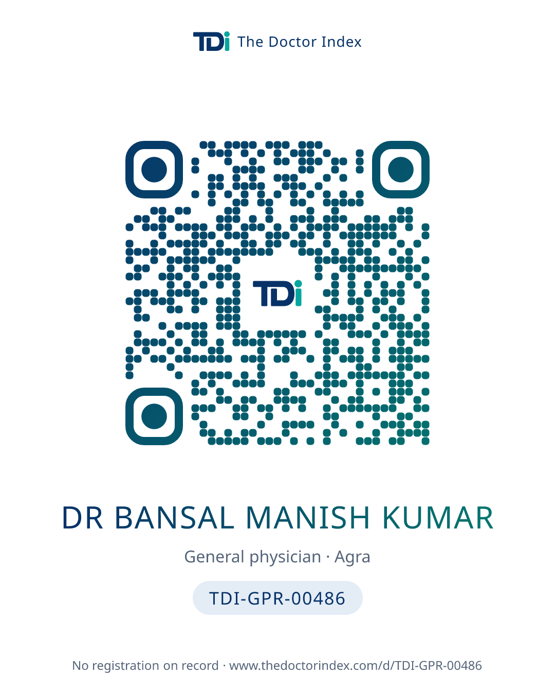 QR card for Dr Bansal Manish Kumar, TDI-GPR-00486