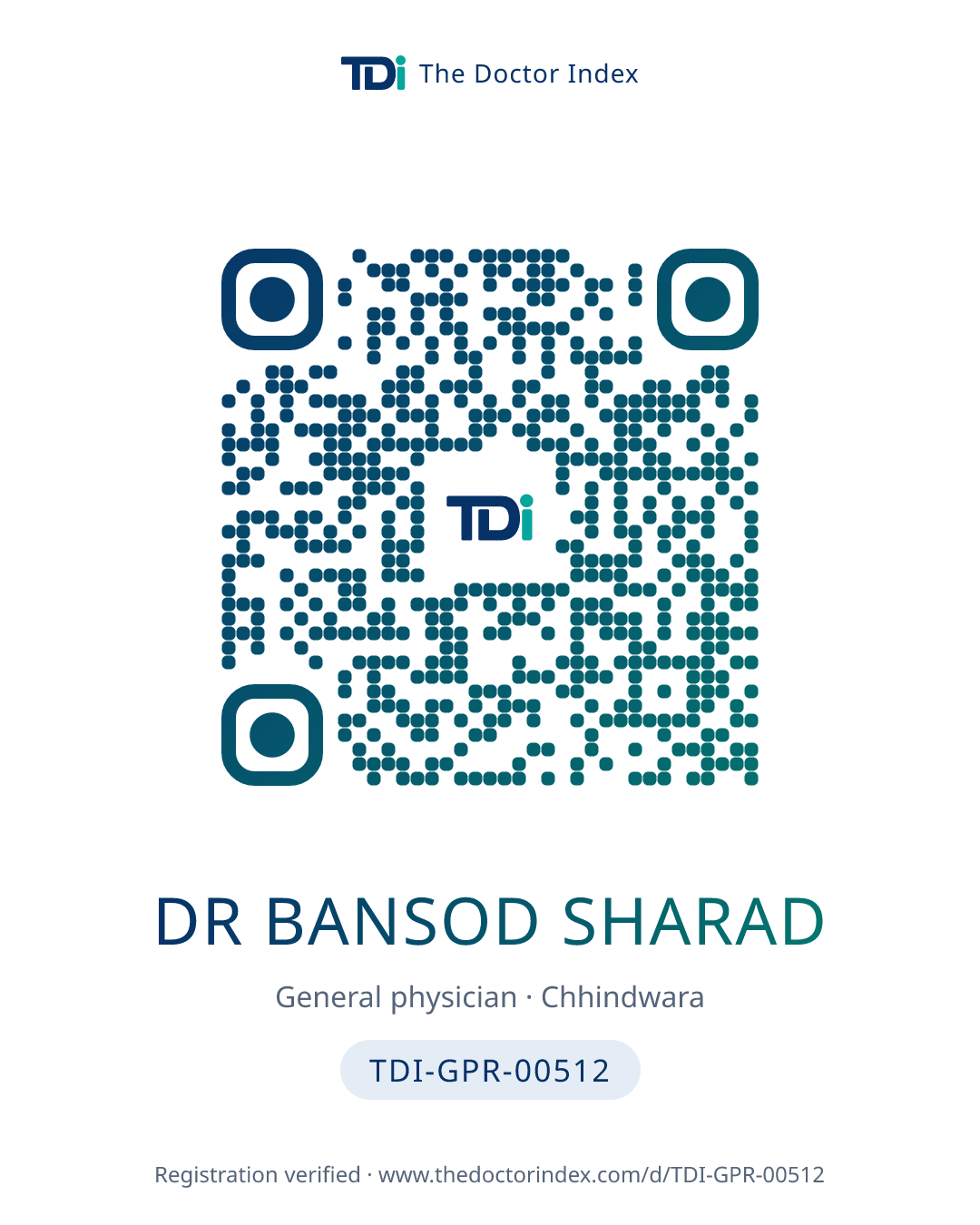 QR card for Dr Bansod Sharad, TDI-GPR-00512