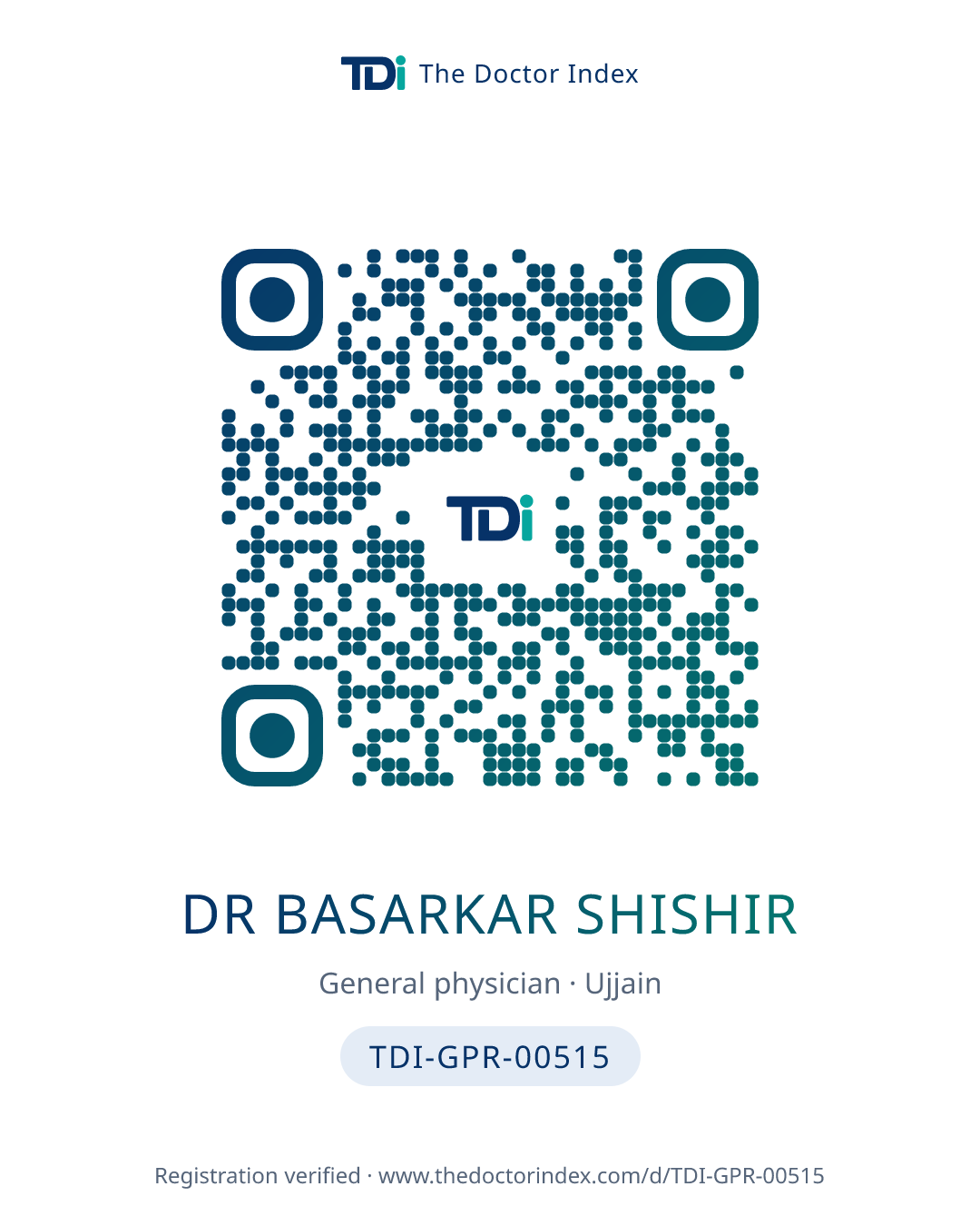 QR card for Dr Basarkar Shishir, TDI-GPR-00515