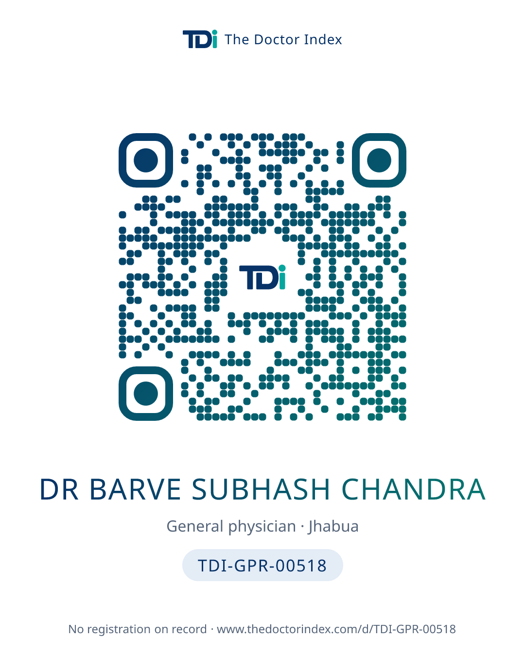 QR card for Dr Barve Subhash Chandra, TDI-GPR-00518