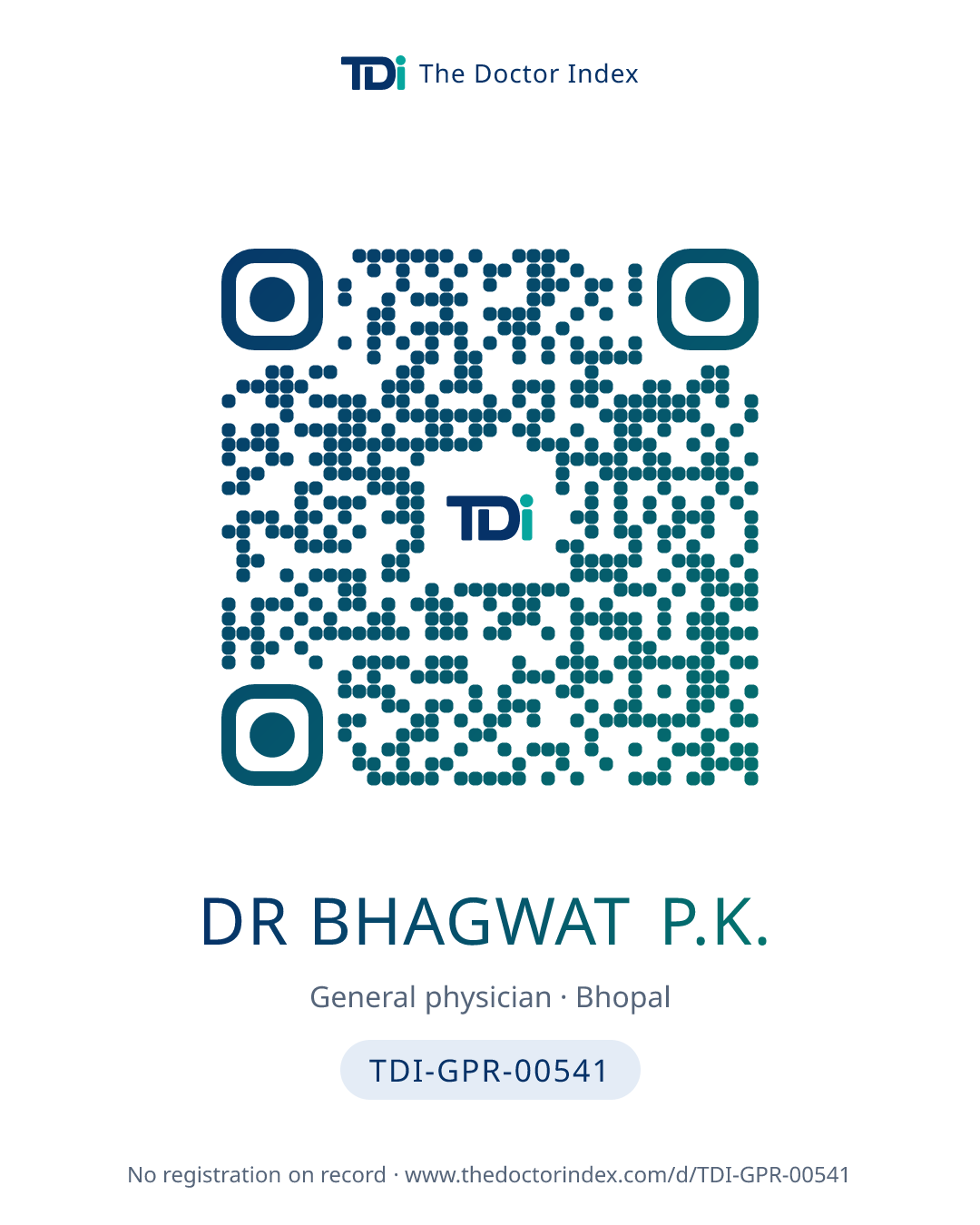 QR card for Dr Bhagwat P.K., TDI-GPR-00541