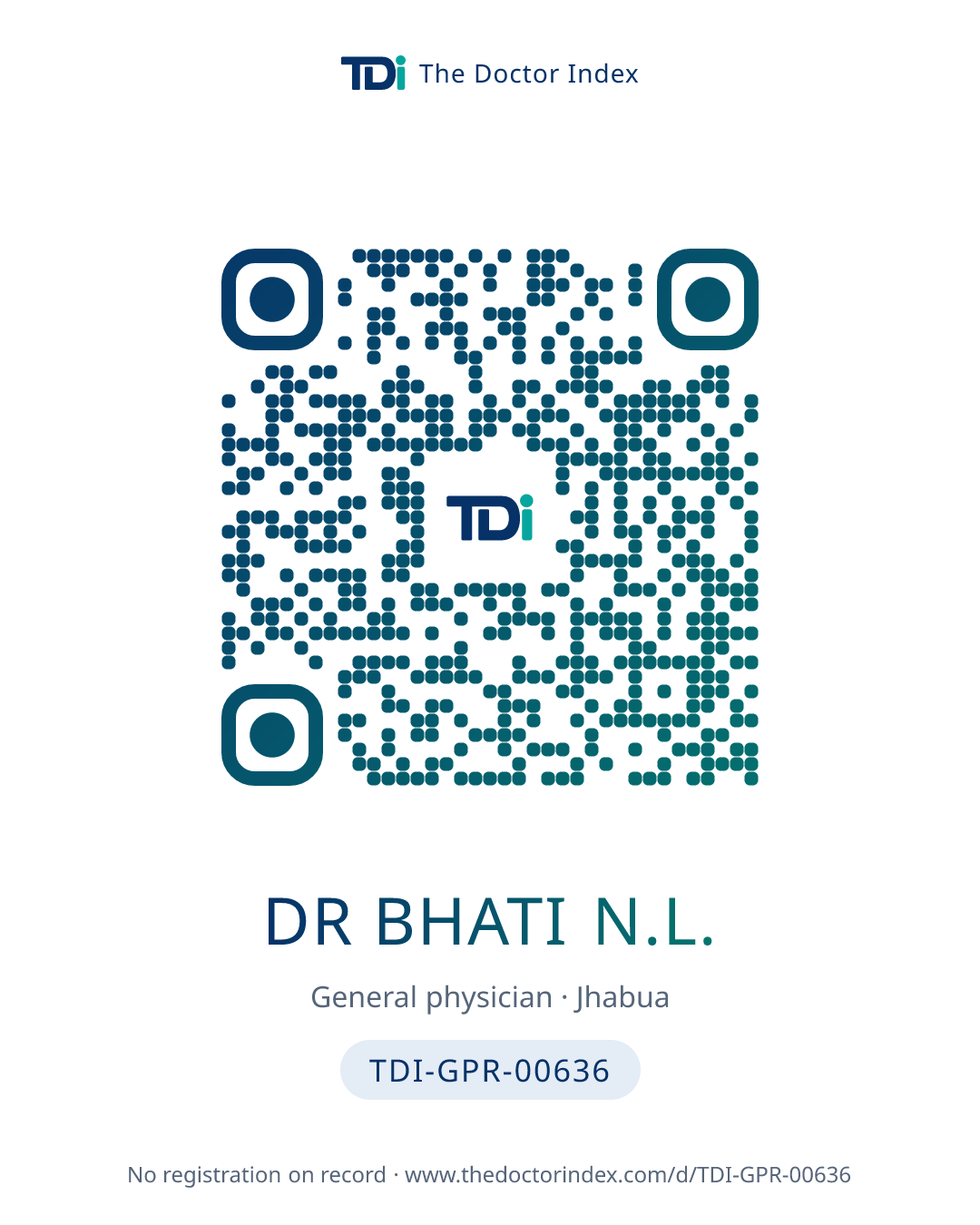 QR card for Dr Bhati N.L., TDI-GPR-00636