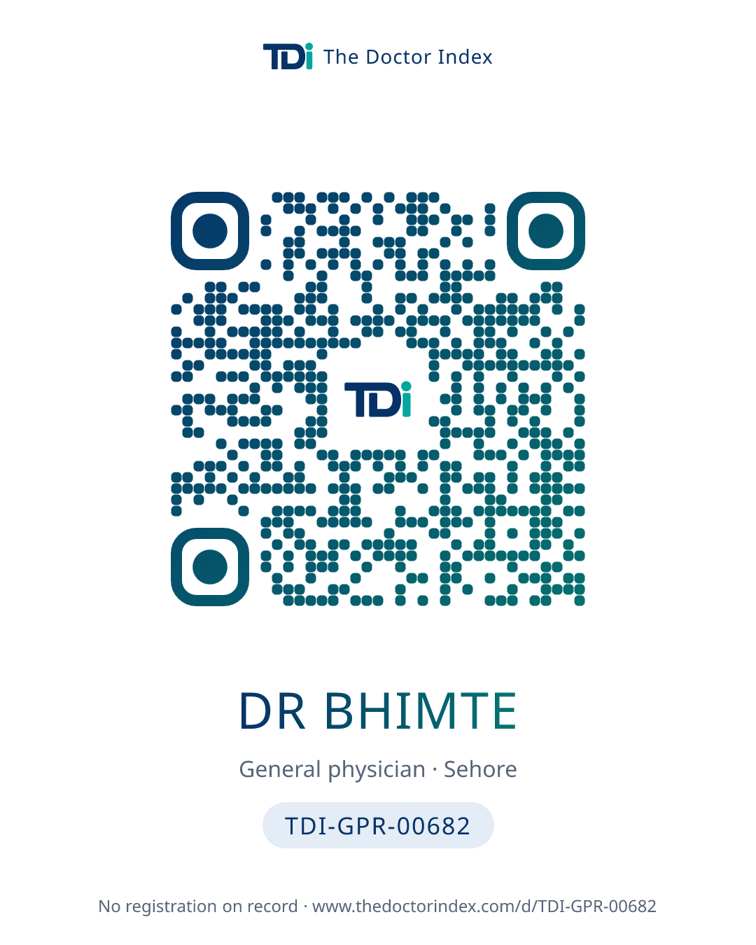 QR card for Dr Bhimte, TDI-GPR-00682