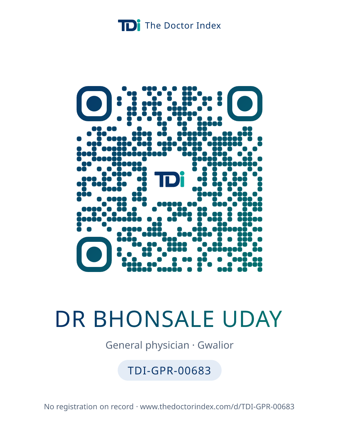 QR card for Dr Bhonsale Uday, TDI-GPR-00683