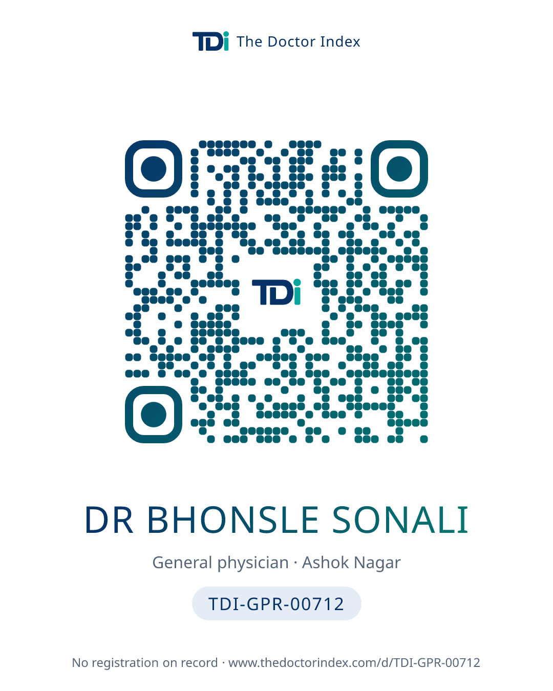 QR card for Dr Bhonsle Sonali, TDI-GPR-00712