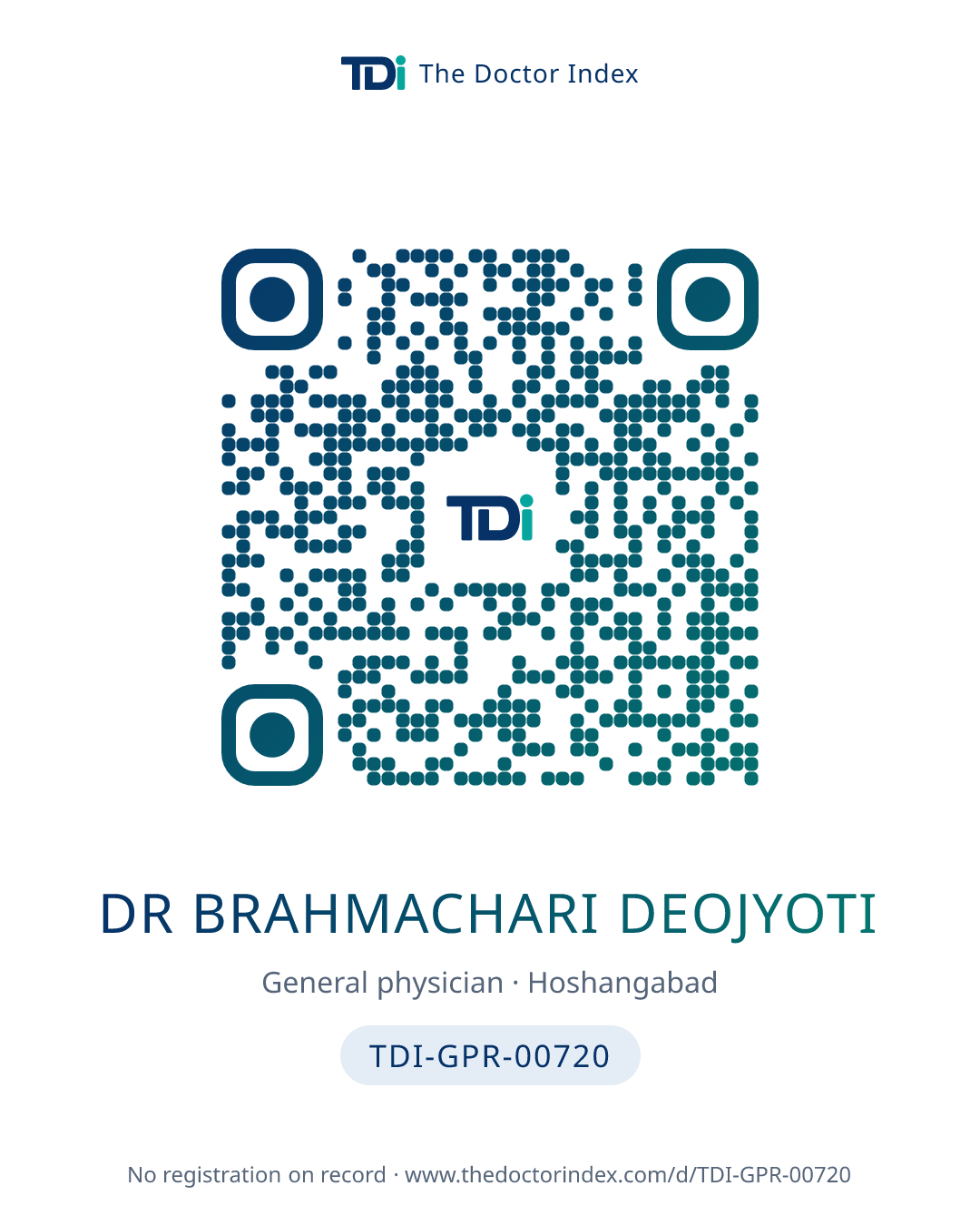 QR card for Dr Brahmachari Deojyoti, TDI-GPR-00720