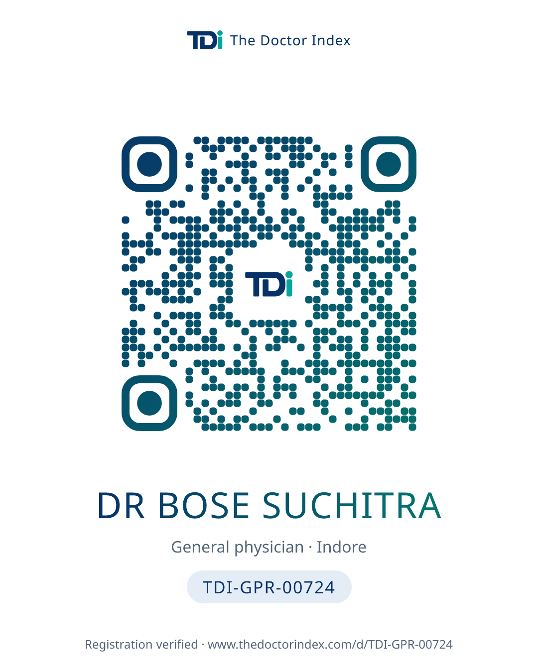 QR card for Dr Bose Suchitra, TDI-GPR-00724