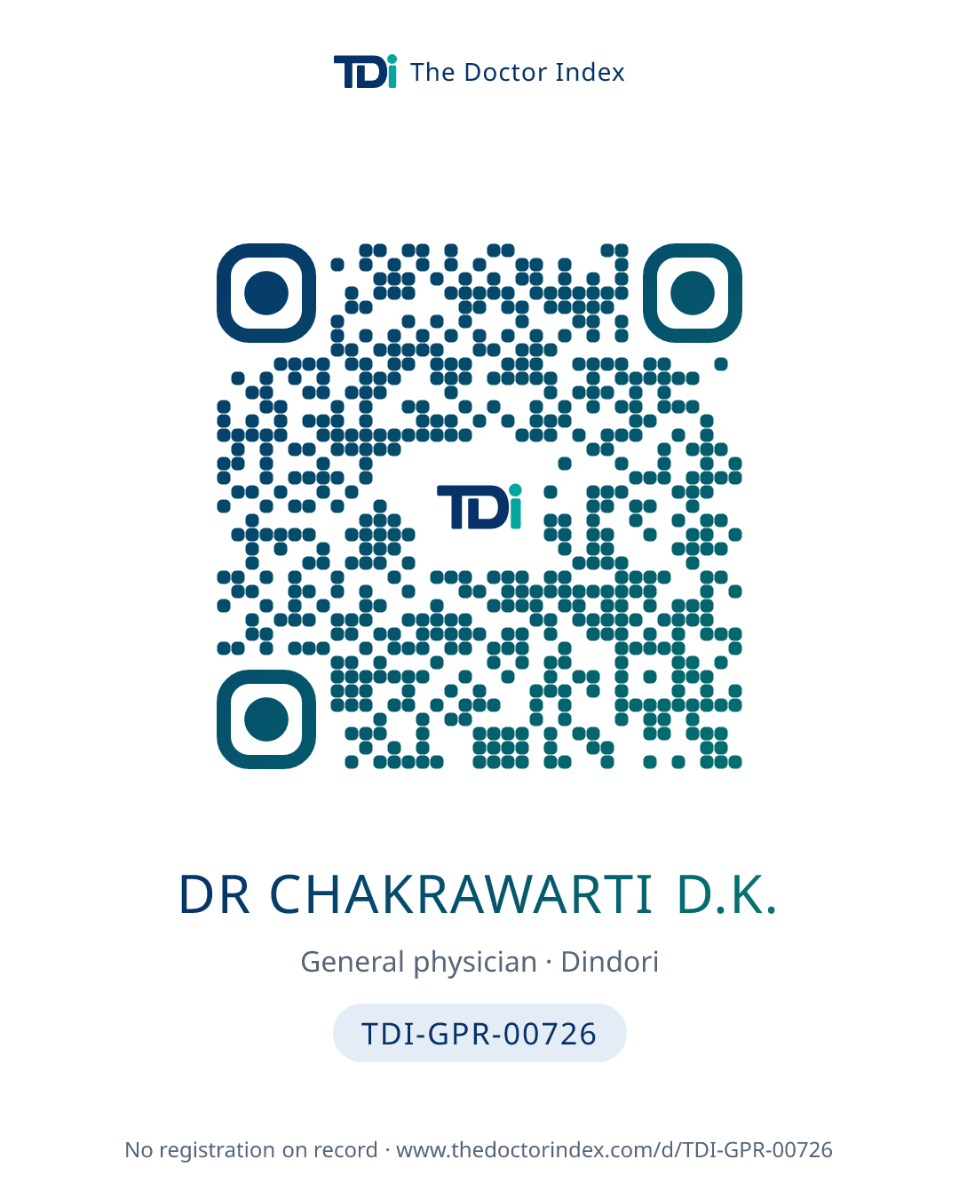 QR card for Dr Chakrawarti D.K., TDI-GPR-00726